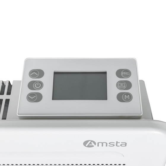 AMSTA - AMRAY2000TE - Radiateur rayonnant 2000W blanc - Contrôle électronique - Mode programme - Verrouillage enfant - Ecran LCD